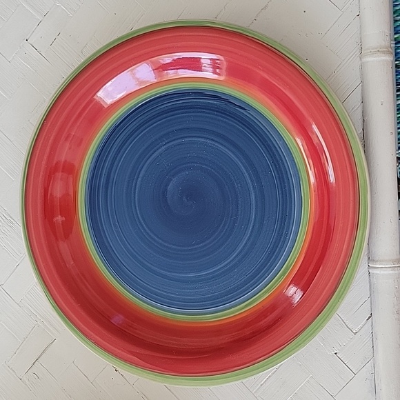 Royal Norfolk Stoneware Mambo One Dinner Plate and One Salad/Soup Bowl - Picture 2 of 6